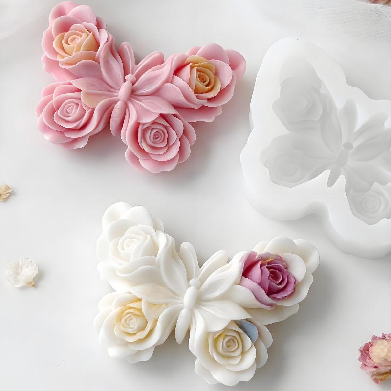 Soap Making Workshop - قالب سيليكون على شكل فراشة ووردة